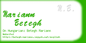 mariann betegh business card